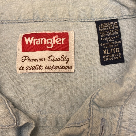 Wrangler Men’s Shirt XL Blue Button Down - Picture 4 of 7